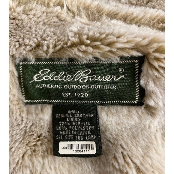 Eddie Bauer Womens Size MED Beige Tan Suede Leather Faux Fur Lined Coat Jacket - Picture 13 of 15